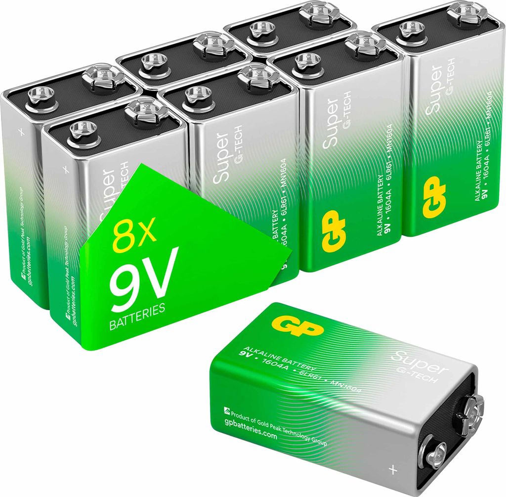 1x10 GP Super Alkaline 9V-Block 6LR61 Bulk Box 030E1604ALB8