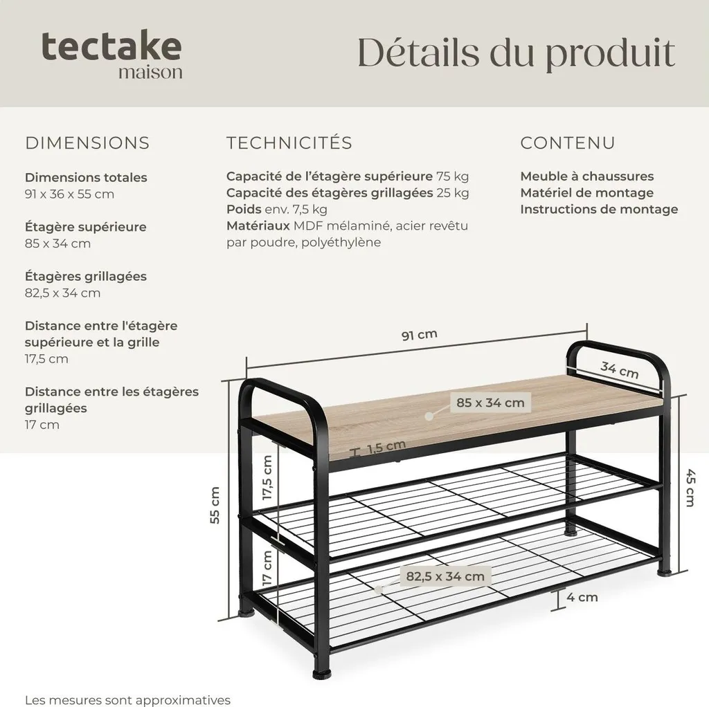 Rangement chaussures compact 91cm - Solution gain de place bois clair - 6