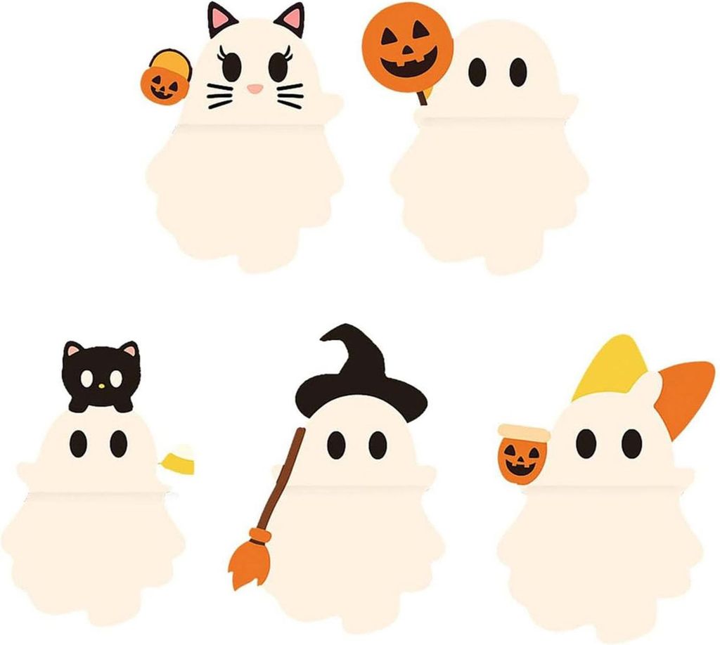Halloween Ghost Mystery Phone Buddy Aufklebbarer Geister-Telefonaufsatz, süße Mini-Telefonfigur zum Abziehen und Aufkleben, Überraschungsspielze...
