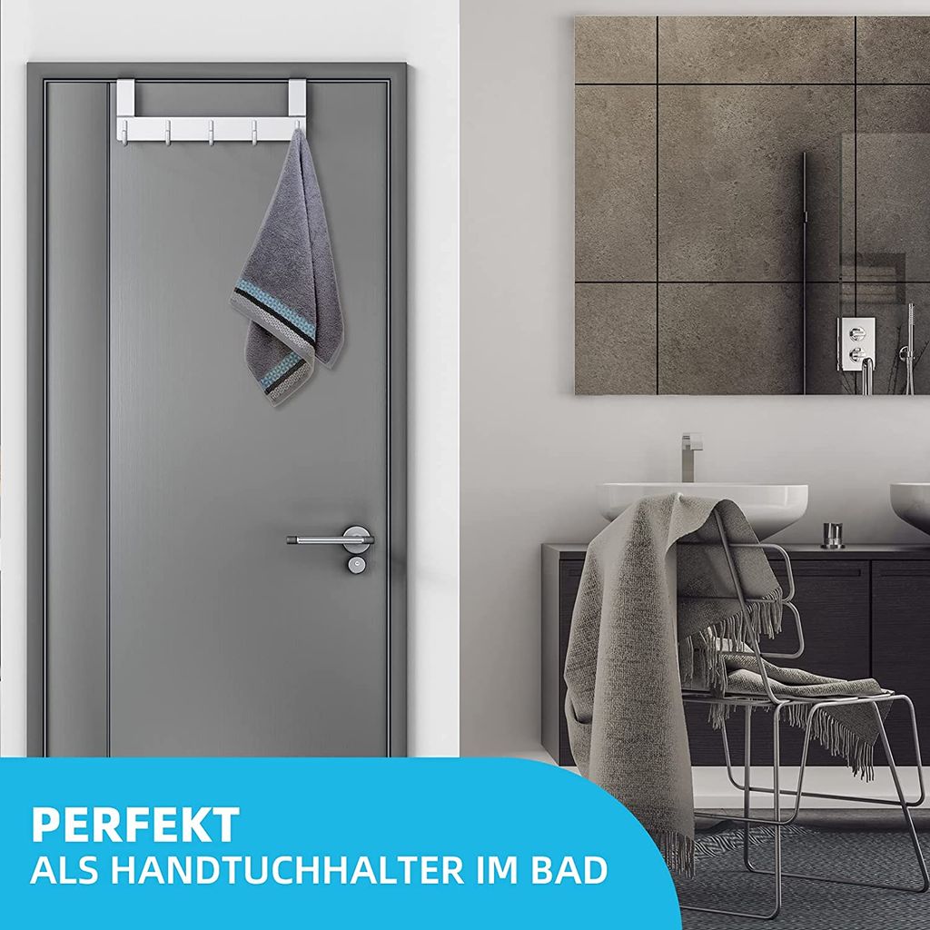 Türhaken, Türgarderobe zum Einhängen mit 5 Haken - Produktbild 6