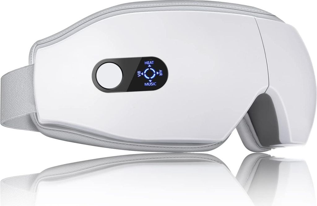Augenmassagegerät elektrisch – Mit Wärme, Vibration & Bluetooth-Musik, 6 Massagemodi gegen Migräne & Kopfschmerzen, Entspannung für Augen