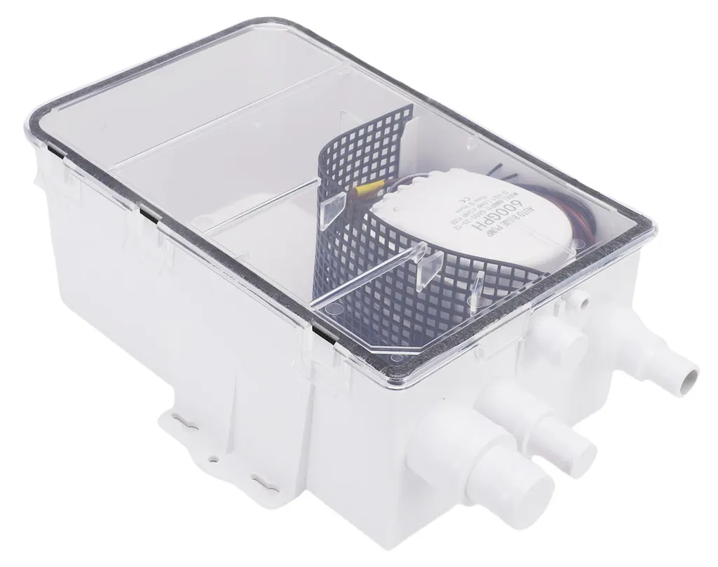 Pompe de Douche 12V 600 GPH à Raccords Multiples - Boîtier Compact et Robuste - 6