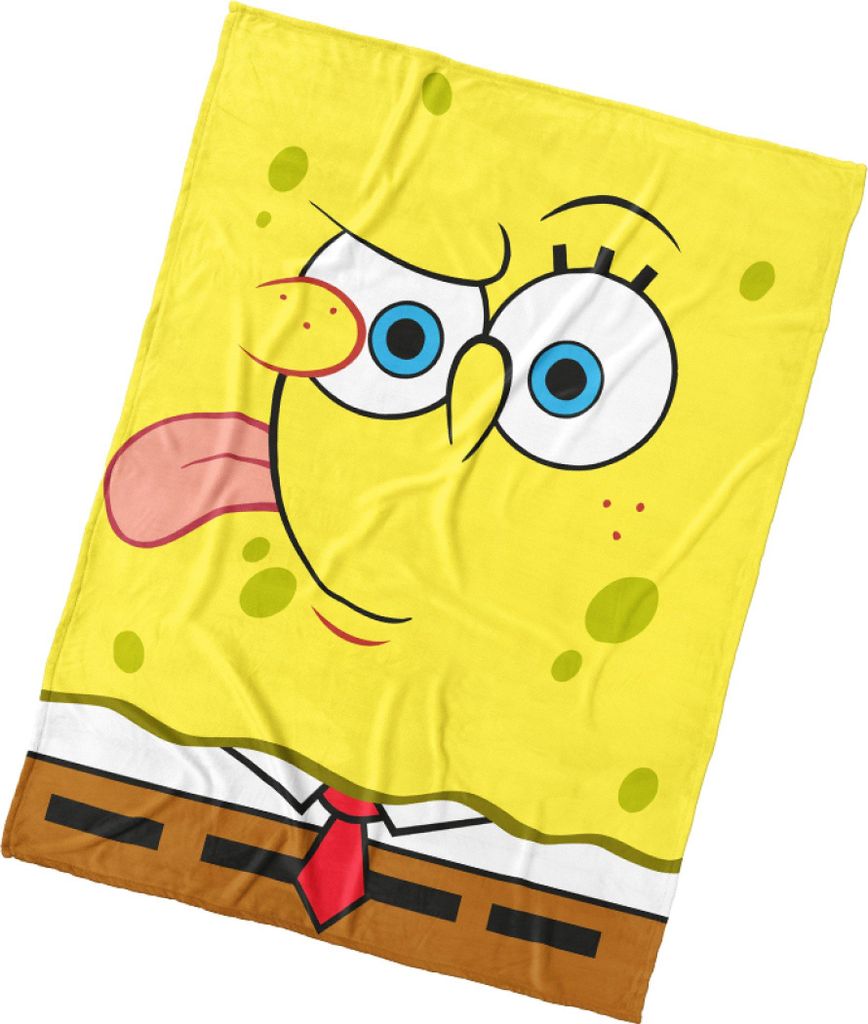 A blanket with a Spongebob Squarepants design.