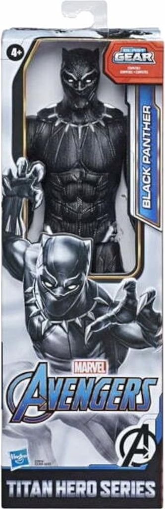 The image shows the packaging of a Black Panther action figure from the Marvel Avengers Titan Hero Series.