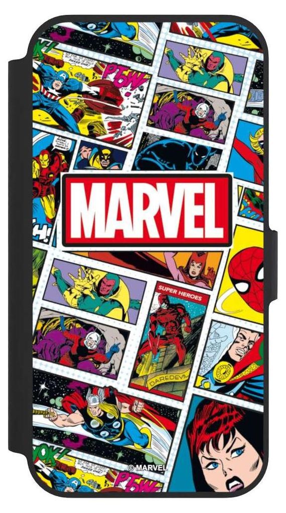 NIVOCASE Klapphülle für Apple iPhone 13 Pro Handyhülle aus Kunst Leder NIVOflip schwarz Comic Muster Marvel