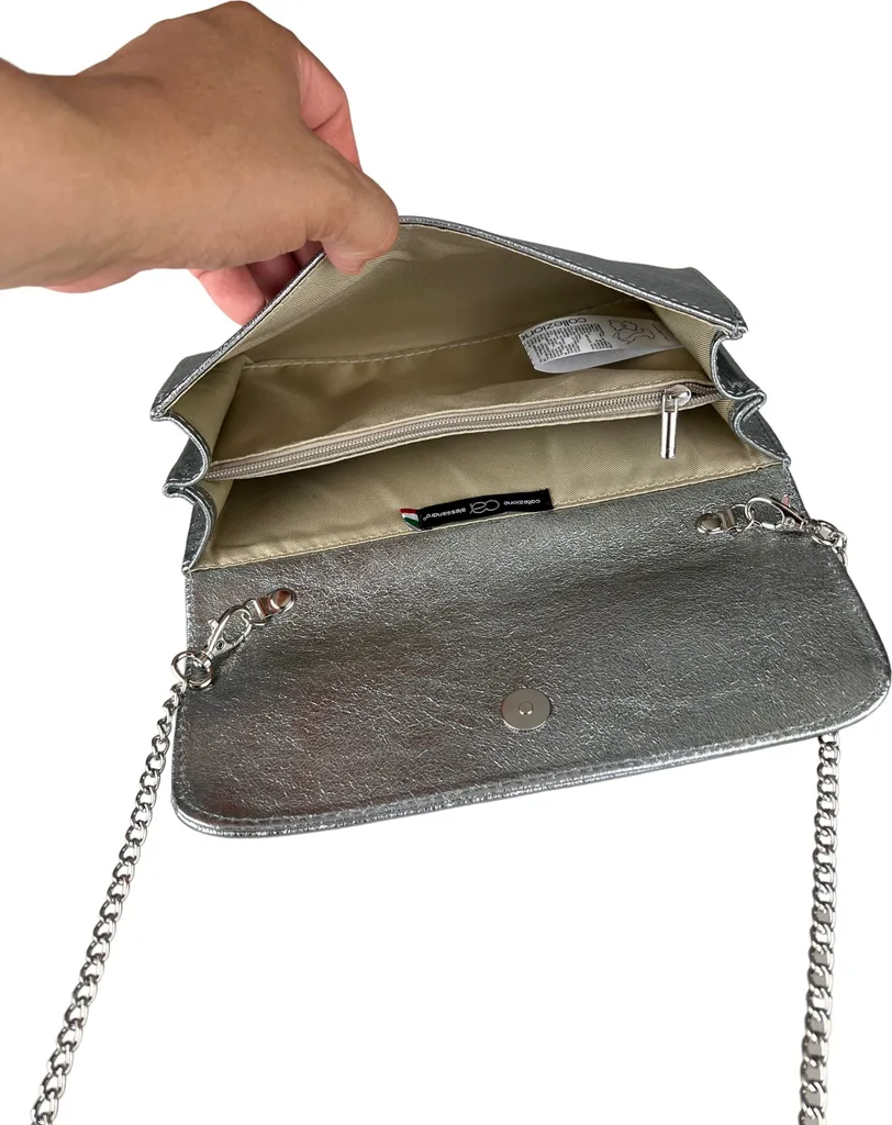 Pochette en cuir véritable à multi-compartiments rigides Alessandro