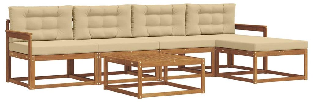vidaXL Outdoor-Sofagarnitur mit Kissen 6 pcs Natur und Beige