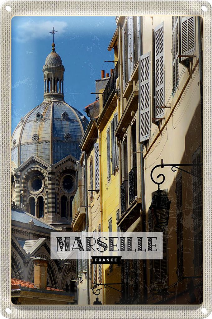 Blechschild Reise 40x30cm Marseille France Retro Altstadt
