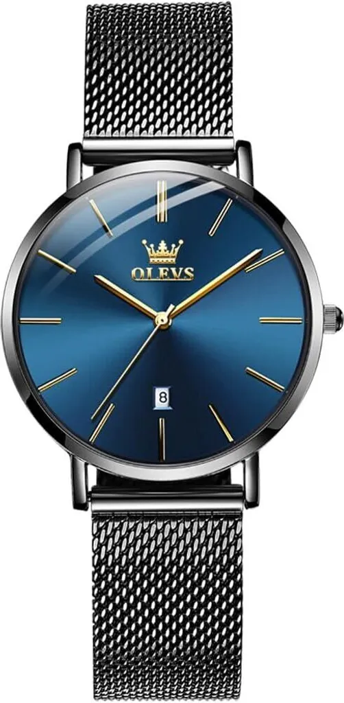 OLEVS Orologio da donna ultrasottile, orologio da donna minimalista con bracciale a maglie in acciaio inossidabile, orologio al quarzo impermeabile con data, orologio da donna elegante, senza tempo