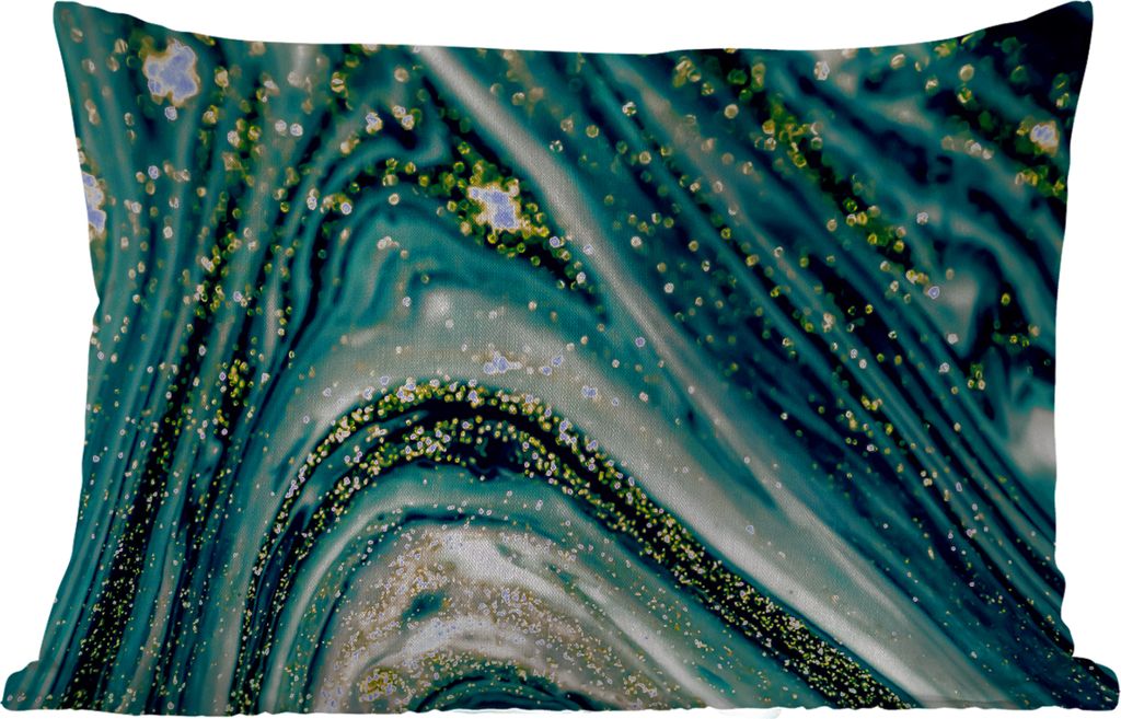 MuchoWow Outdoor Kissen - Marmoroptik - Luxus - Gold - Türkis - Glitzer - 60x40 cm - Wetterfest - Lounge Kissen - Zierkissen - Kissen für Innen...