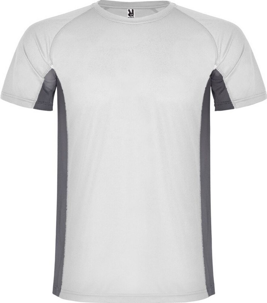 Roly - "Shanghai" T-Shirt für Herren - Sport kurzärmlig PF4434 (XXL) (Weiß/Dunkelgrau)