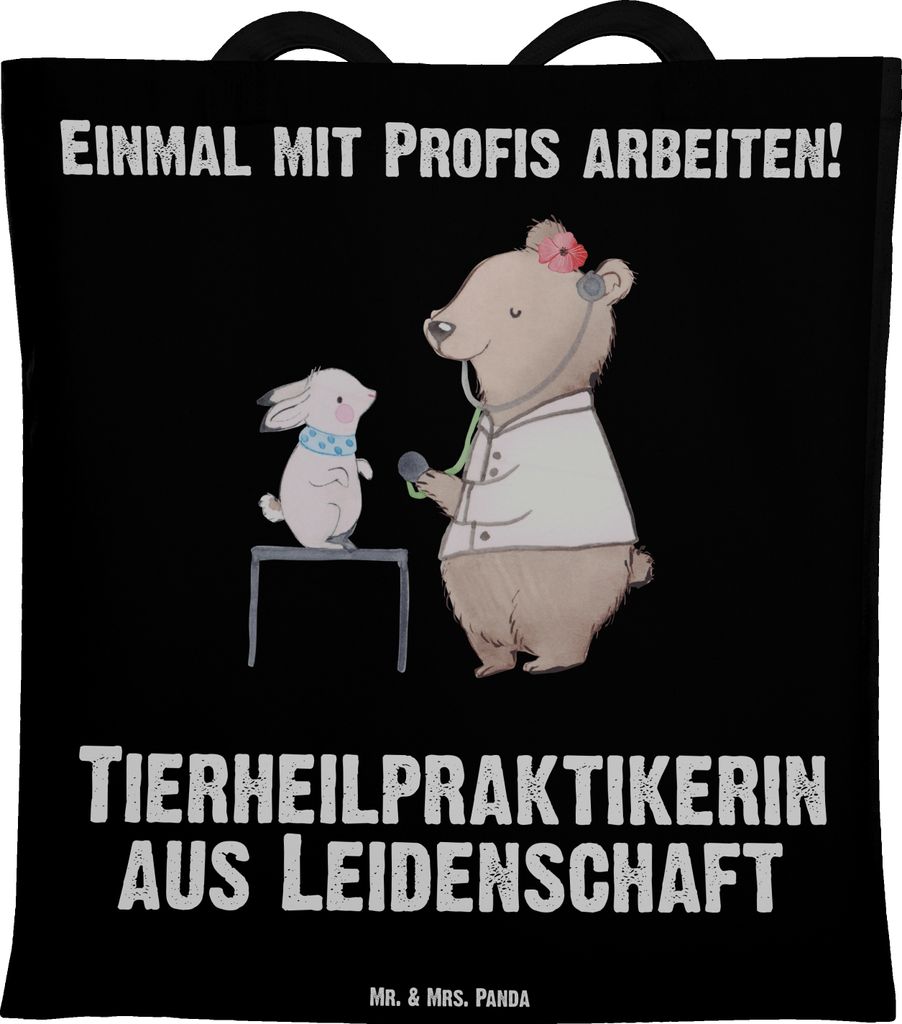 Mr. & Mrs. Panda Schultasche Tierheilpraktikerin Leidenschaft - Schwarz - Geschenk, Jutebeutel, Baumwolltasche, schulterbeutel, Tasche, Tote Bag