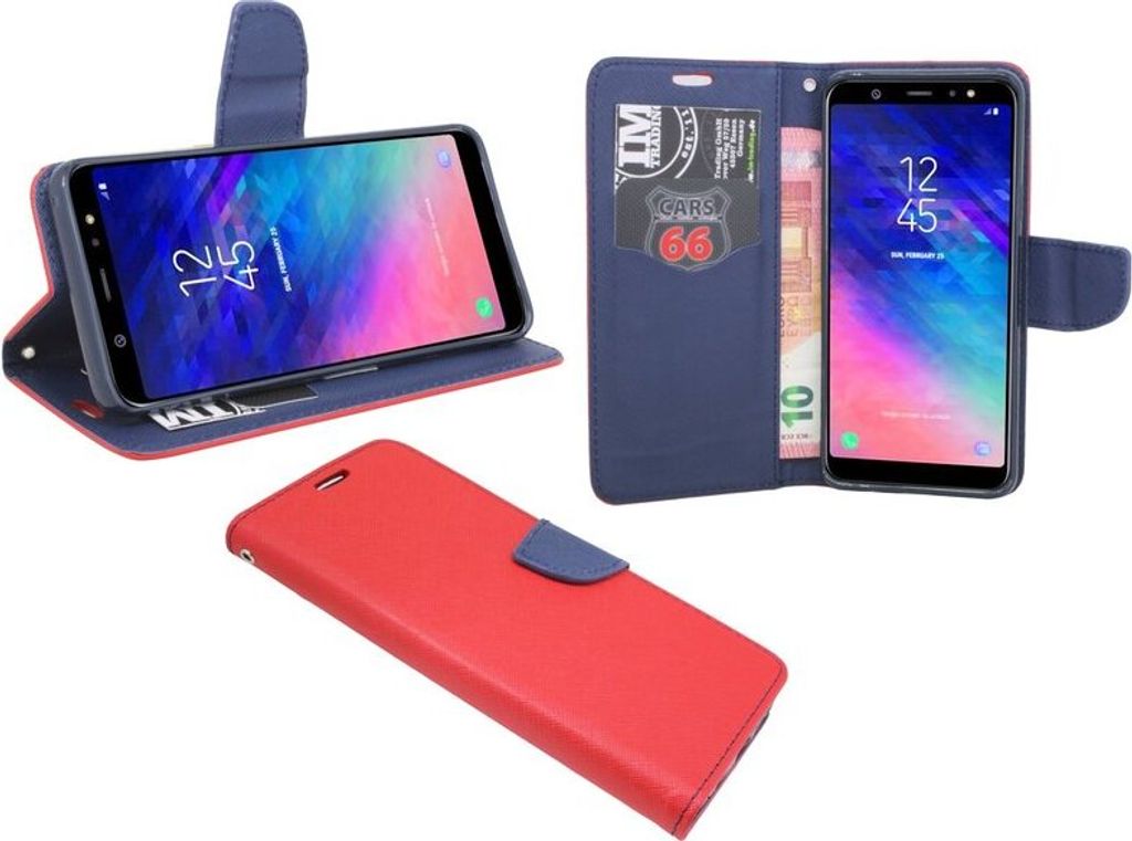 Samsung Galaxy A6 Handyhülle Tasche Flip Case Smartphone Schutzhülle Rot