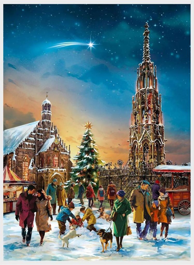 Adventskalender voor Nürnberg, met een stadsbeeld in groot Productafbeelding 