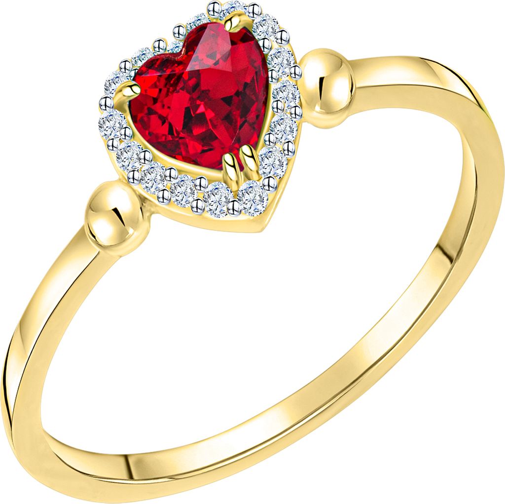 V Ring 375/- Gold mehrfarbig 052 (16,6) Zirkonia rot 371370531-2