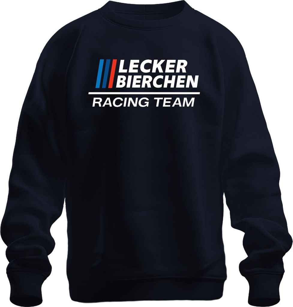 Lecker Bierchen Racing Team Bierliebhaber Stammtisch Motorsport Uni Sweatshirt Pullover, Navy, XL