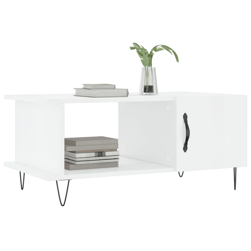 Tavolino Salotto Bianco Lucido 90x50x36,5 cm Legno Multistrato