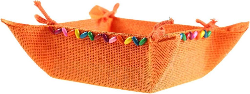 Deko-Schale Bindekorb Korb Brotkorb z. Binden 20x20x9cm Körbchen Geschenkkorb , Farbe:orange