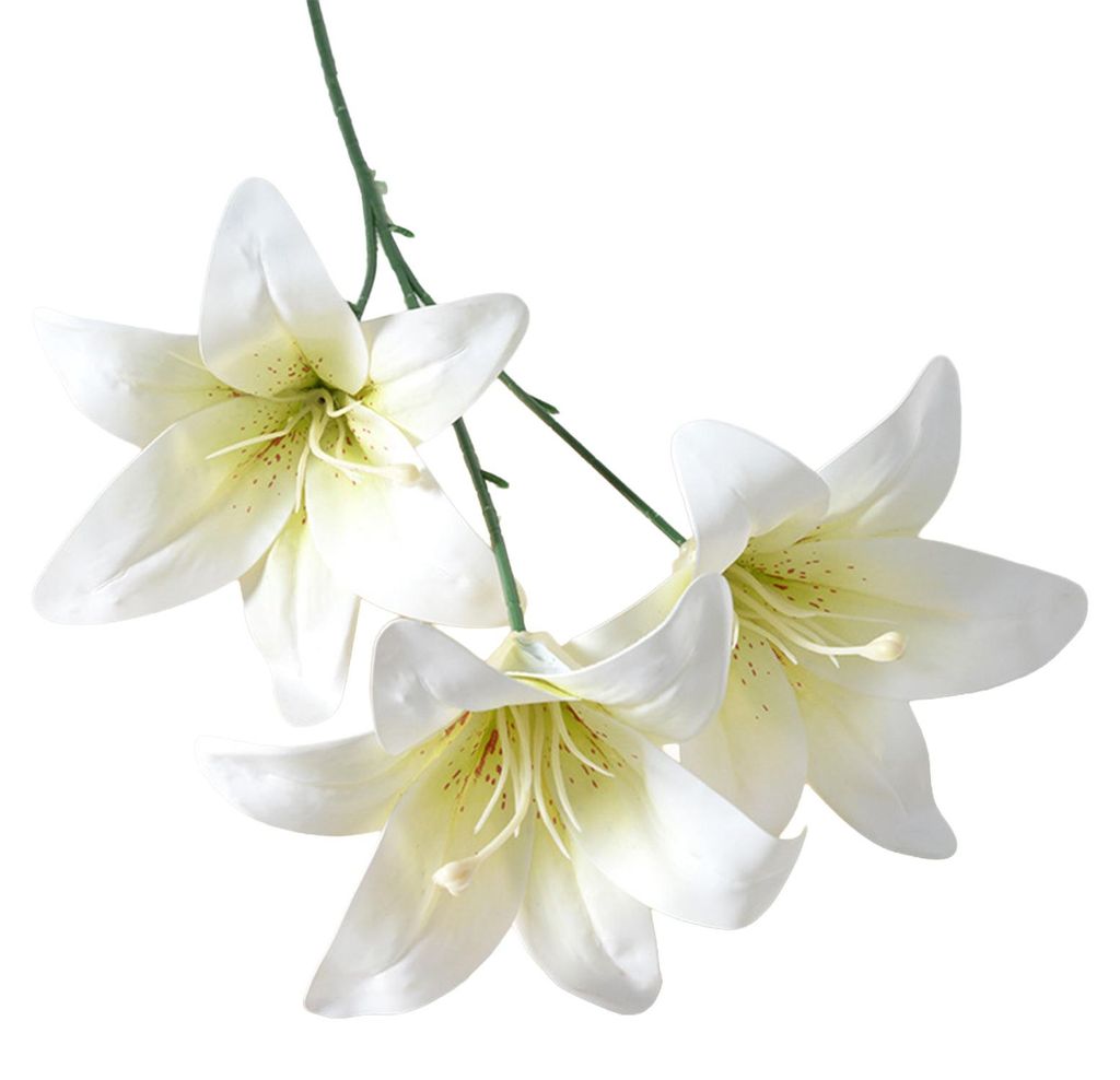 Künstliche Lilien mit 3 Blütenköpfen, voll erblüht, realistische Haptik, langer Stiel, künstlicher Lilienstrauß für Zuhause, Hotel, Blumenge...