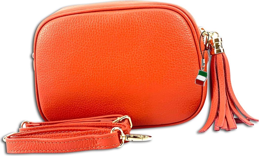 Florence Leder Tasche Damen Umhängetasche orange 6x21x16cm OTF811O