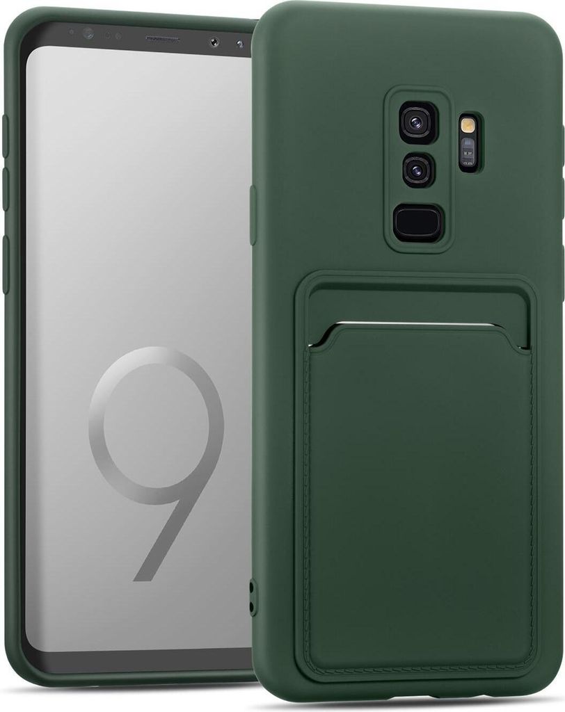 Conie Schutzhülle für Samsung Galaxy S9 mit Kartenfach Tasche Case Cover Bumper Silikon Hülle in Grün