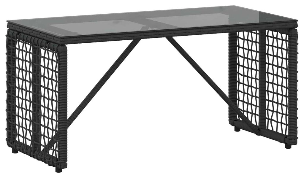 vidaXL Tisch für Outdoor Schwarz 80 x 40 x 40 cm PE Rattan und Glas