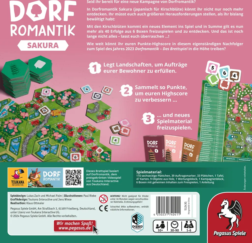 Jeu Dorfromantik Sakura avec 6 boîtes mystères à débloquer