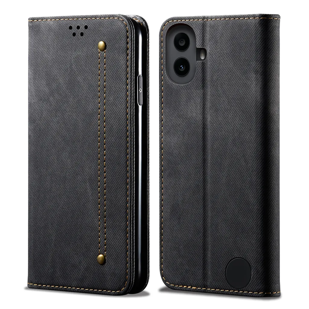 Custodia per Nothing CMF Phone 1, custodia a portafoglio in pelle con chiusura magnetica e supporto nero