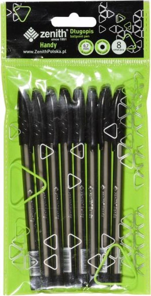 Zenith Handy Kugelschreiber, 0,7mm, schwarz mit Kappe, 8 Stück, 201318012