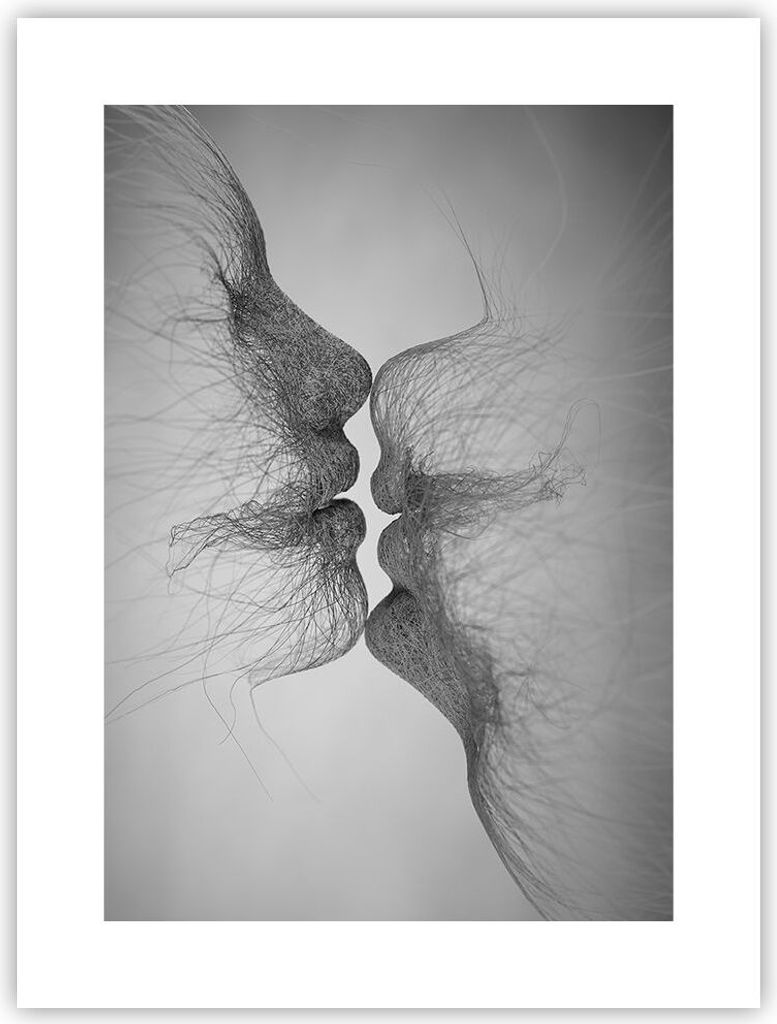Poster - Poster ohne Rahmen - Kuss Liebe Paar - 30x40 cm - Wand Bild - Wanddeko - Wandbilder - Kunstposter - Wandposter - Bilder - Kunstdruck - Wan...