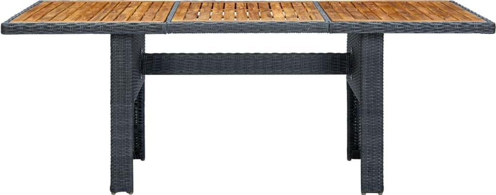Tavolo da giardino in poly rattan grigio scuro e legno Immagine del prodotto 