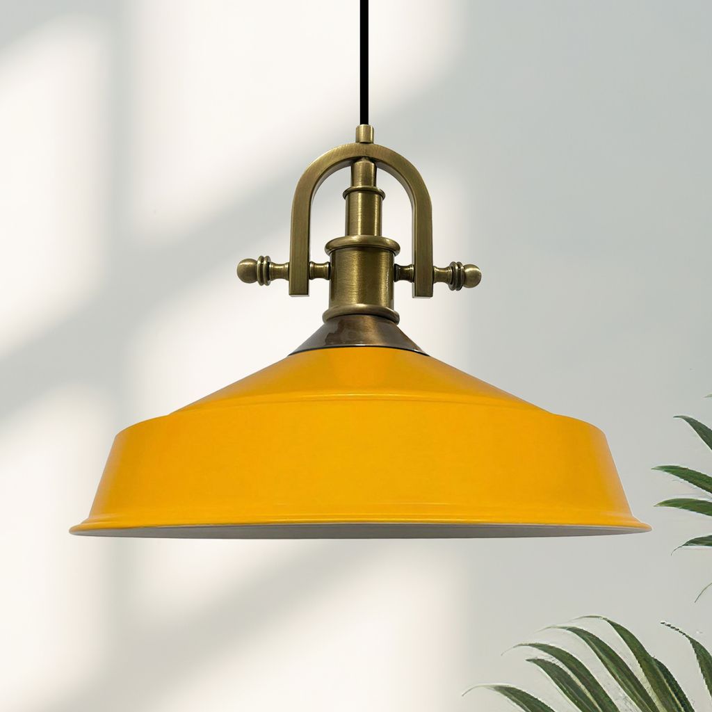 Pendelleuchte | Asletl-Marine | Metall Pendelleuchte Industrial Gelb Vintage Hängelampe