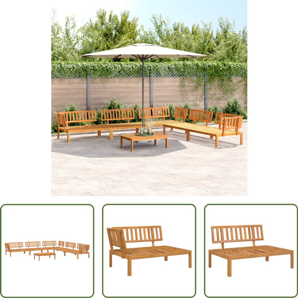 The Living Store 6-tlg. Garten-Sofagarnitur aus Paletten Massivholz Akazie