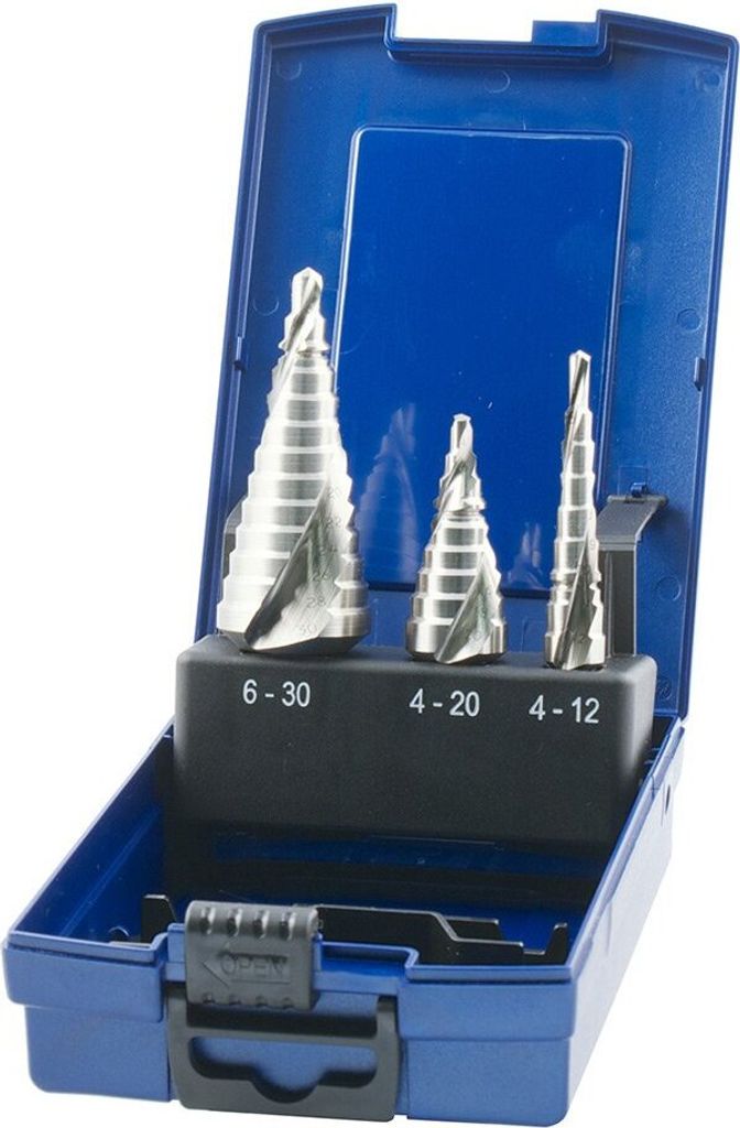 Eventus by Exact 17334 HSS Step drill bit set 3-piece 4 - 12 mm, 4 - 20 mm, 6 - 30 mm Cylinder shank 1 Set
