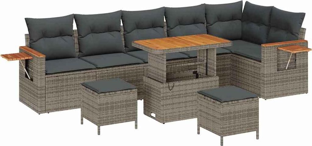 "WINTER SALE"Garten-Sofa-Set - Outdoor-Lounge-Set - mit Kissen 9er Set,multifunktional& Moderne - Grau - Gartengarnitur - Gartensofas NEU7083169