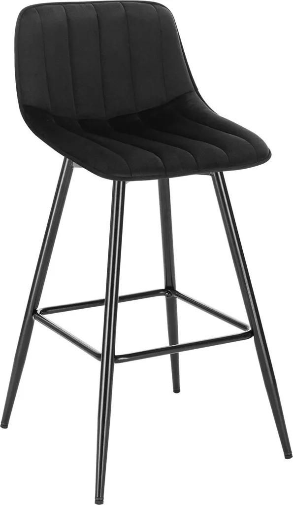 Chaise de bar stable et confortable en velours noir avec dossier 88cm