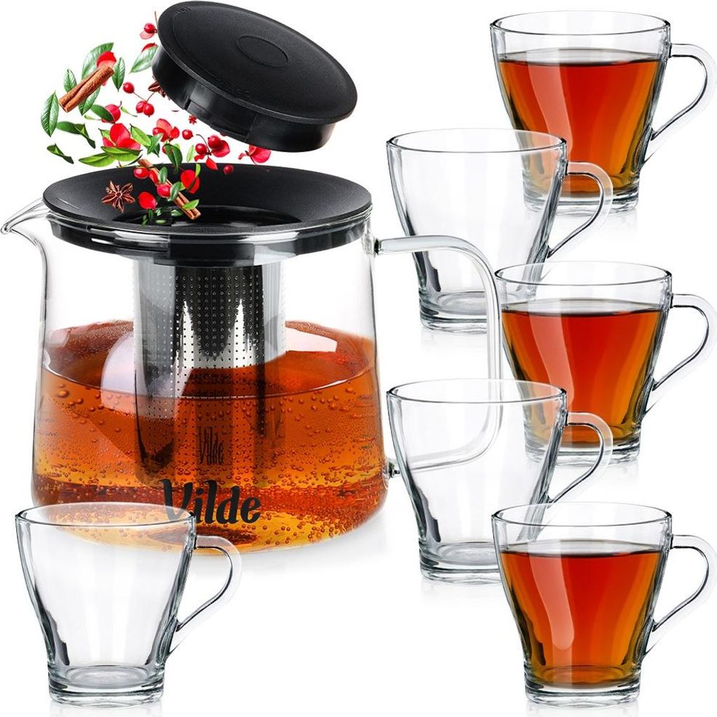 Vilde | Set da tè con teiera e 6 bicchieri - Vetro - 250 ML Immagine del prodotto 