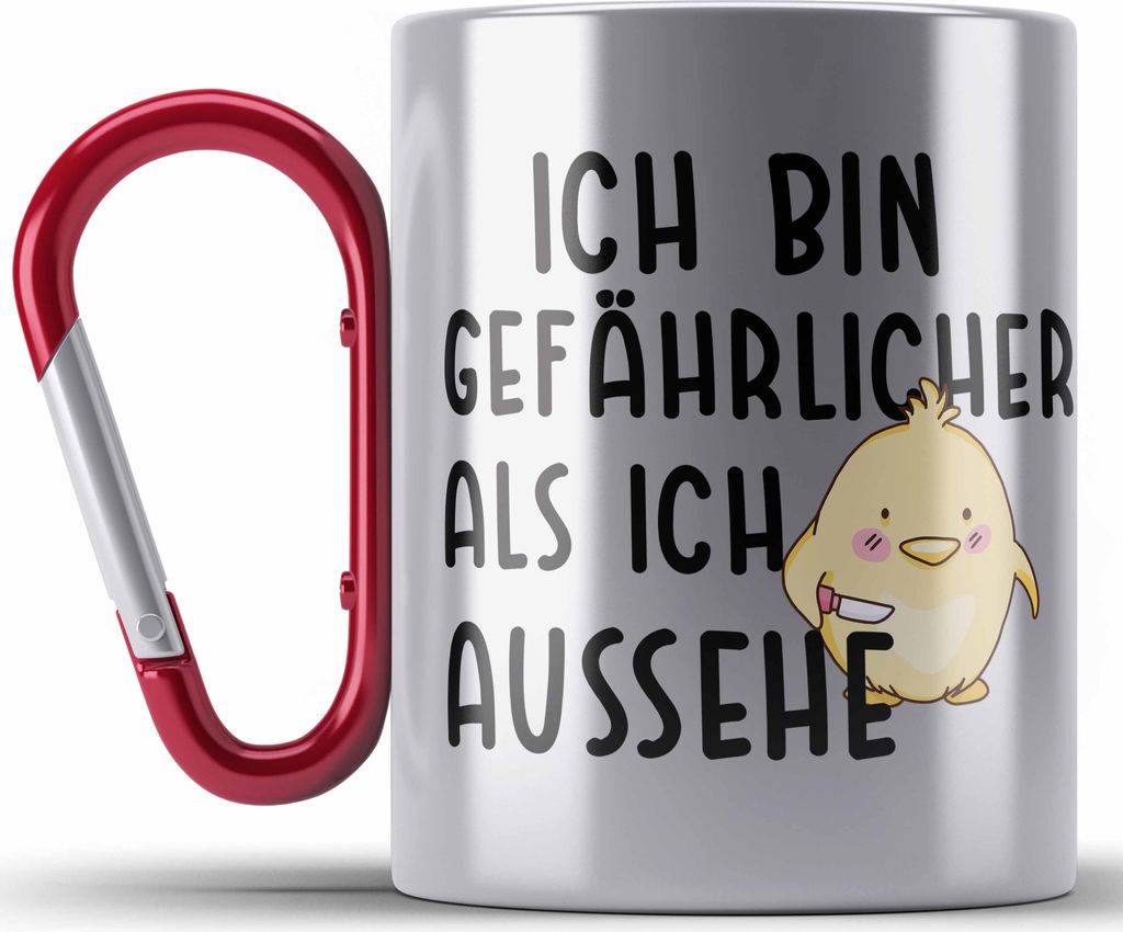 Trendation - Lustige Edelstahl Tasse Karabiner Kollege Kollegin Geschenk Lustiger Spruch Karabiner Edelstahl Tasse Karabiner Edelstahl Sprüche Sar...