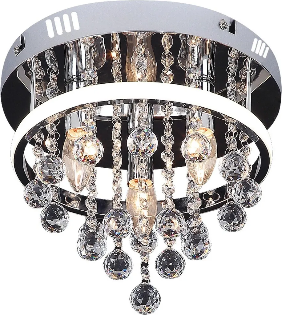 Lustre plafonnier chic en cristal et chrome pour salon - Modèle Pallas