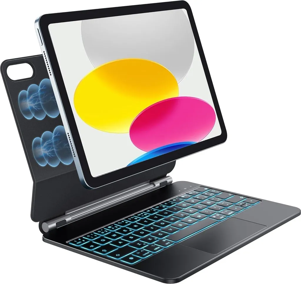Cover Tastiera Per IPad 10ª Gen 10,9” 2022 E IPad 11” A16 2025 – Bluetooth 2 Canali, Trackpad, Staccabile, Nero