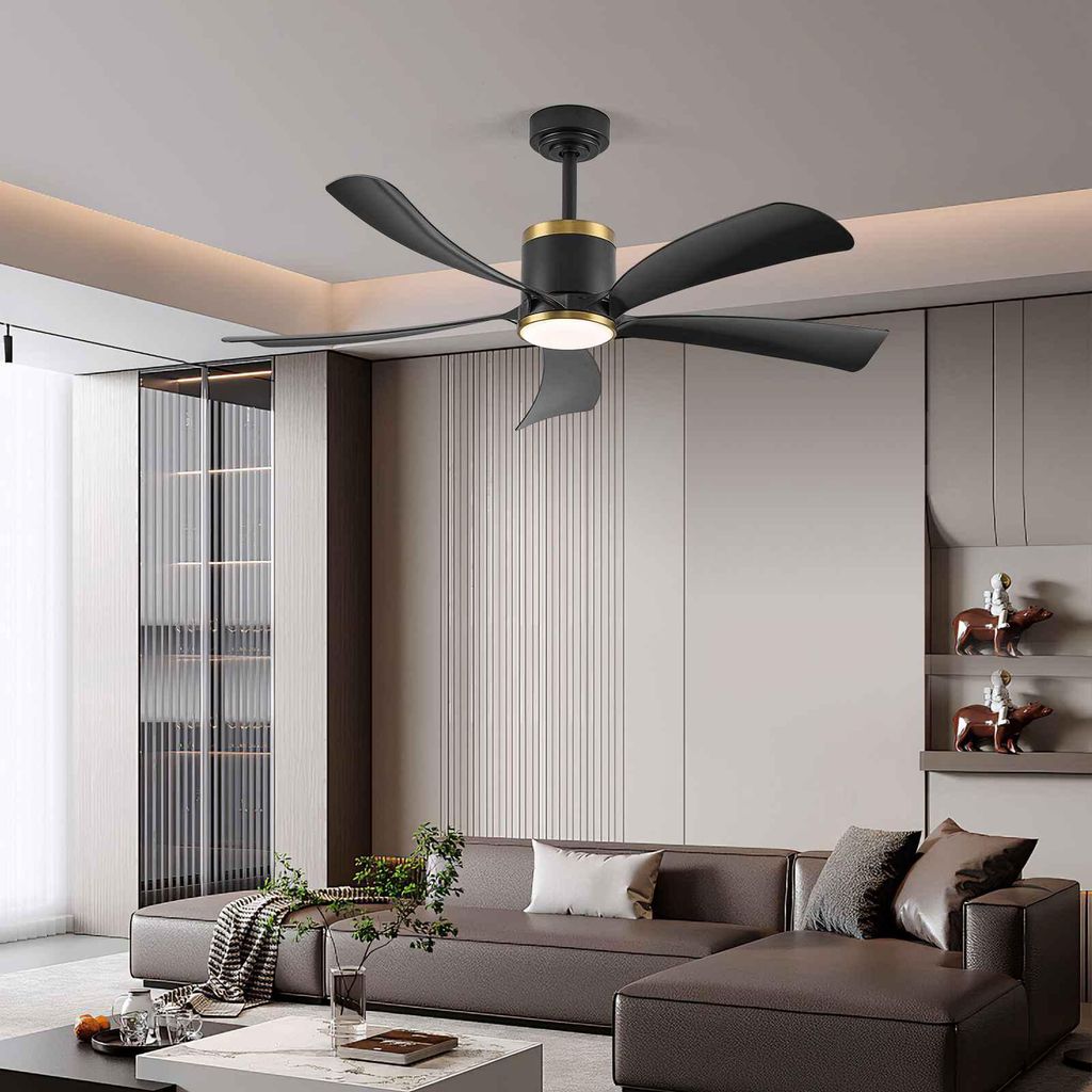ZELURXX Deckenventilator mit LED Licht, 52 Zoll, Schwarz Produktbild 