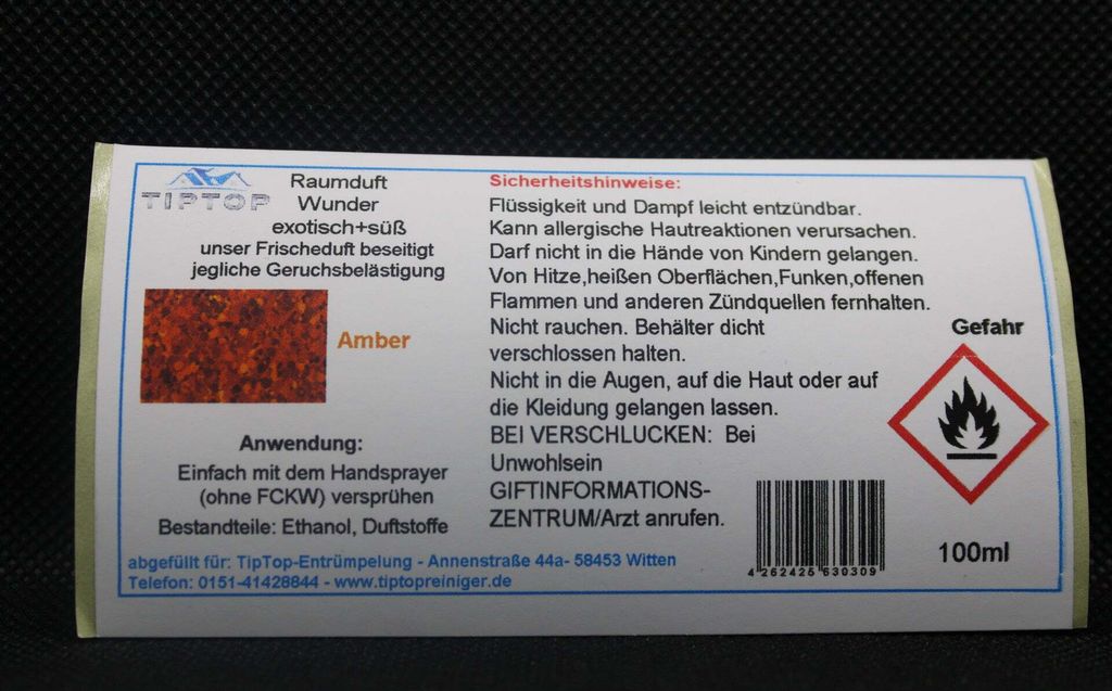Raumduft-Wunder - 100ml - exotisch + süß - mehrere Duftnoten zur Auswahl – Amber
