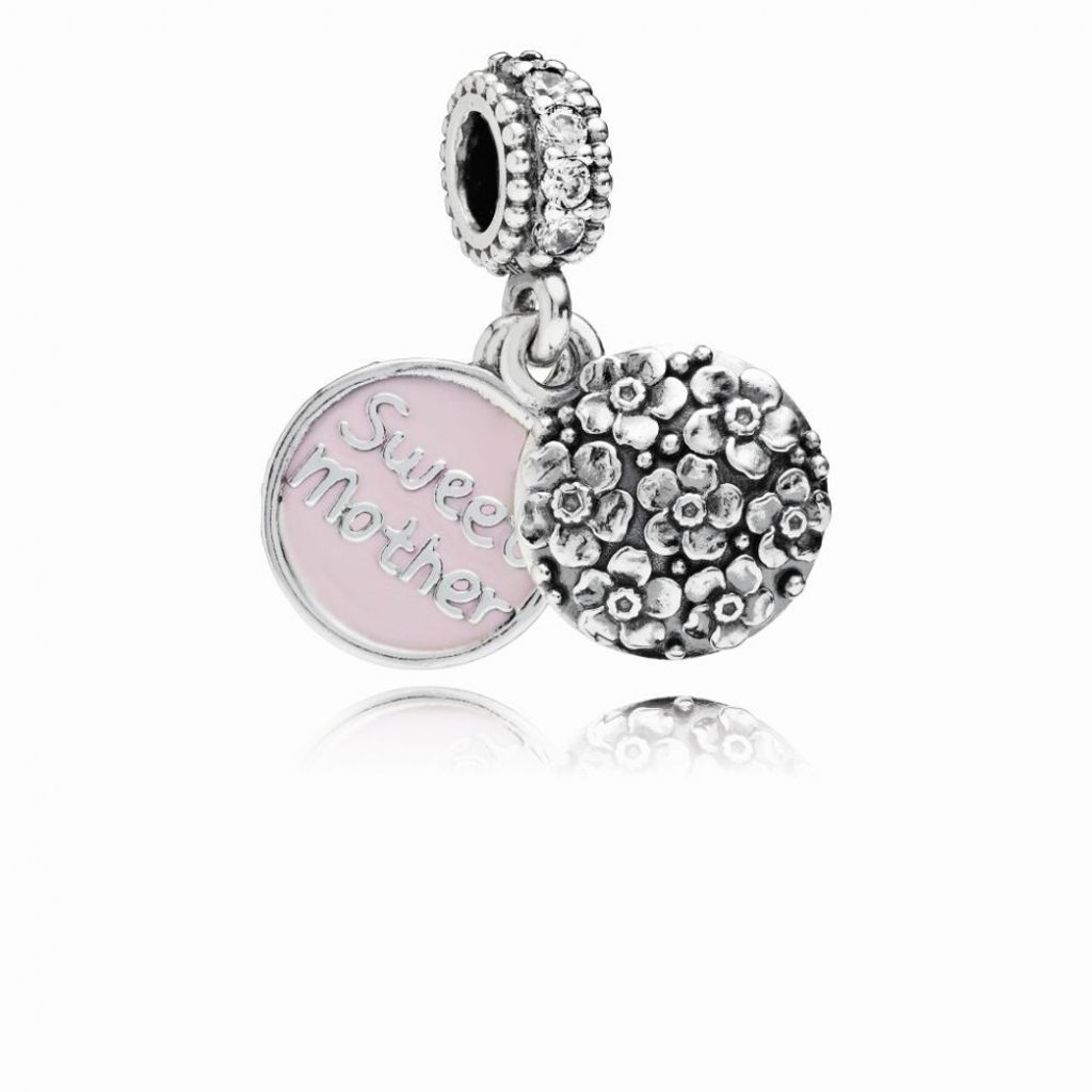 Pandora Charm-Anhänger Sweet Mother Rosa Emalie Blumen Silber 791285CZ