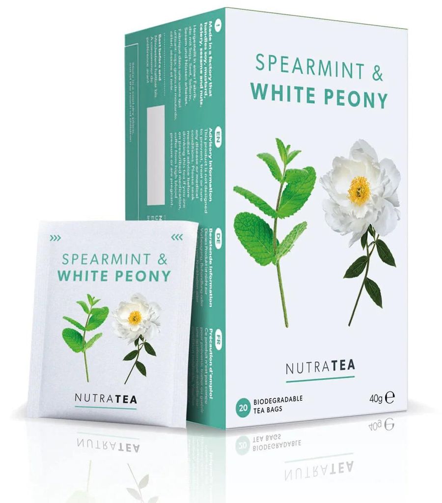 Nutra Tea Spearmint & White Peony Kräutertee | 20 biologisch abbaubare Teebeutel | 40 g
