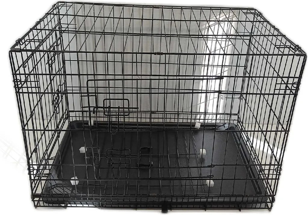 gabbia da trasporto per animali lionto, gabbia pieghevole in metallo con parete divisoria, base in plastica e chiusura di sicurezza, 76x49x56 cm - 8