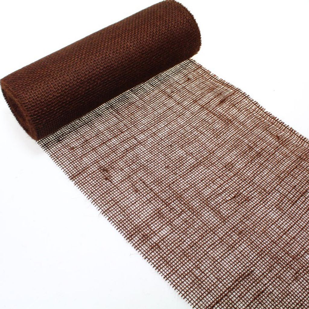 10m Tischläufer Tischband Jute 30cm breit Gitterband, Farbe:braun