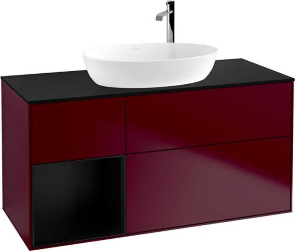 V&B Waschtischunterschrank Wandbeleuchtung Finion 120cm, Pl bla m, Reg bla m Lac, Peo m