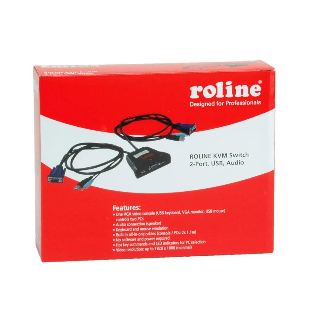Switch KVM ROLINE Star VGA USB Audio Haute Résolution pour 2 Postes