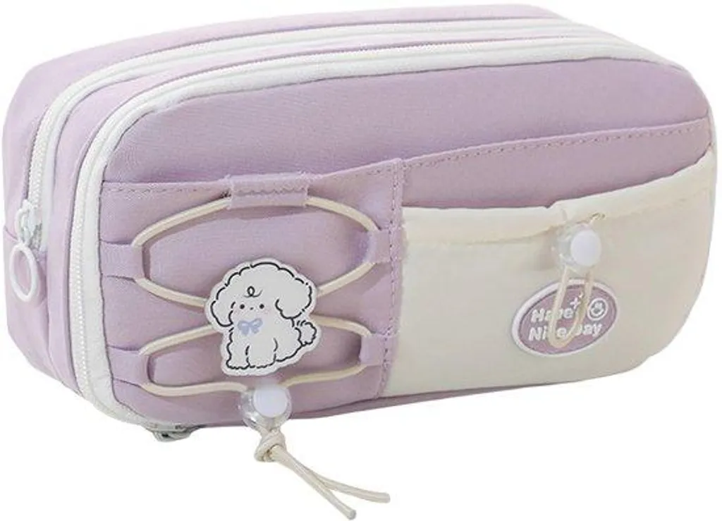 Trousse de rangement violette pour stylos et accessoires de papeterie