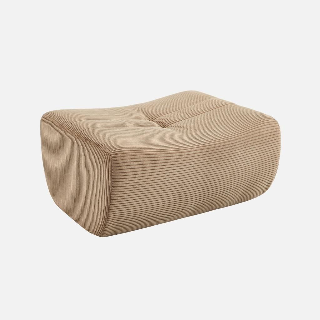 sweeek - Hocker, Fußhocker mit Cordbezug für Sessel und Sofas - Dunkelbeige